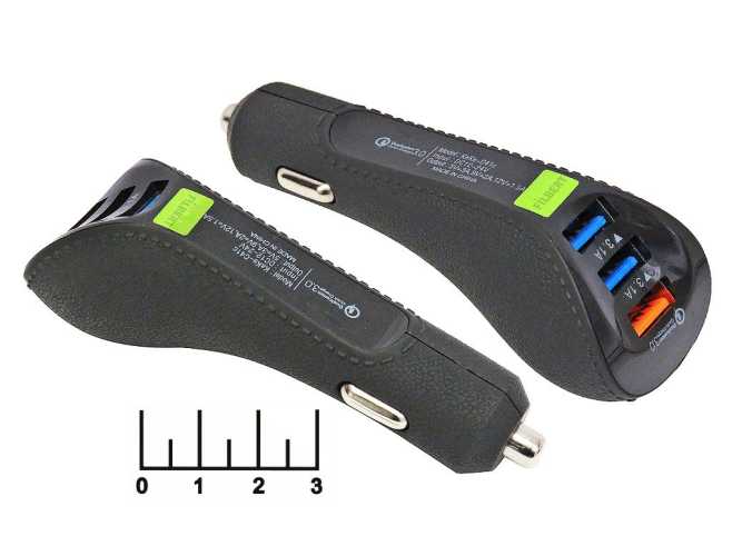 Автомобильное зарядное устройство 3USB 5V 3A QC-3.0 KEKE-C41C (быстрая зарядка) (черная)