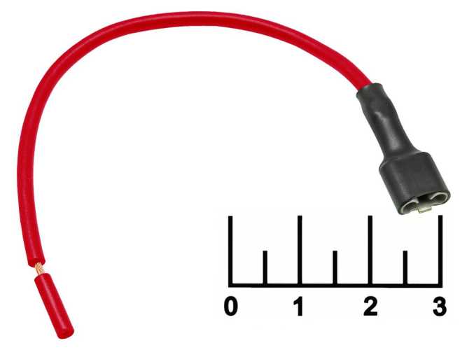 Клемма ножевая гнездо 6.3мм на проводе 1*0.75мм 13см красная с изоляцией (2855/8006СБИ)