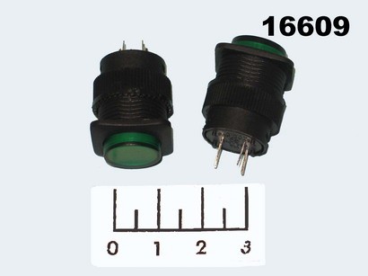 Кнопка MIPBS-R/R зеленая с фиксацией 4 контакта (подсветка 3V)