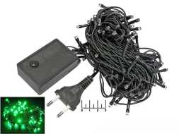 Гирлянда 100 светодиодов зеленая 10м с контроллером (черная нить) для улиц