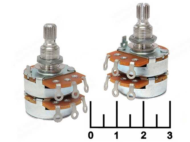 Резистор переменный 2*500 кОм RV24AF-10E6-20K-B500K-1 (+57)