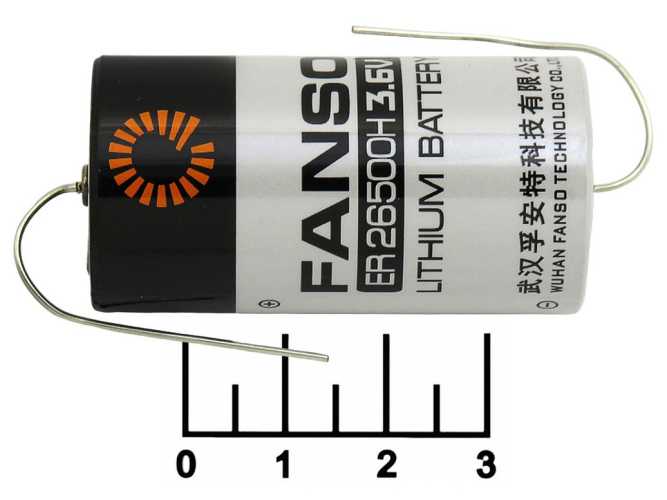 Литиевый элемент ER26500H 3.6V с выводами Fanso