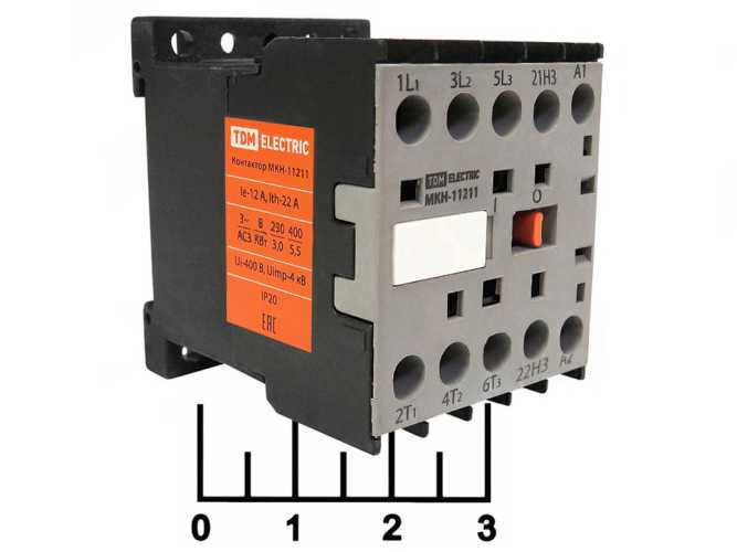 Миниконтактор (пускатель) 220V 12A МКН-11211 TDM (дополнительные контакты NC) (0736-0003)