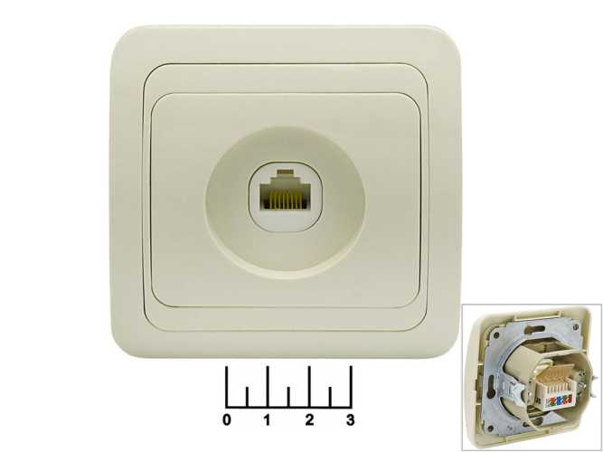 Розетка-1 для компьютерной сети 5-категории Universal (валери) кремовая