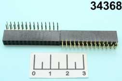 Разъем PBD-28R (2*14) гнездо шаг 2.54мм угловой черный