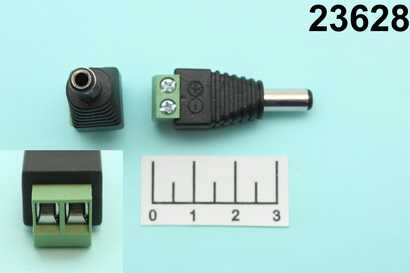 Разъем питания штекер 5.5*2.5мм + клеммник 2pin (3-225) (JR-52)