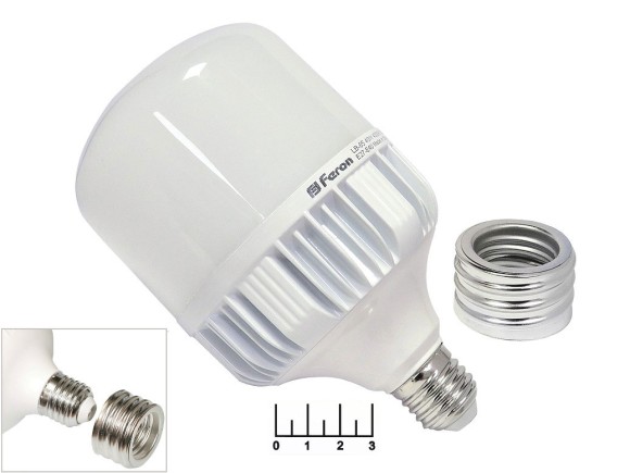Лампа светодиодная 220V 40W E27 4000K белый + переходник E40 Feron LB-65 (25819) (118*204)