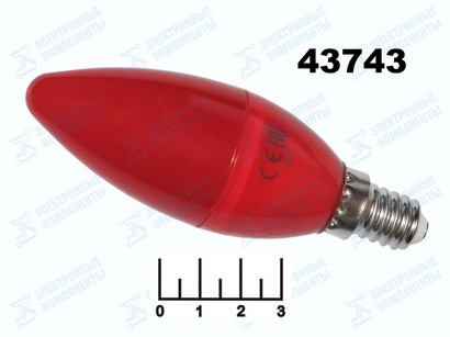 Лампа светодиодная 220V 6W E14 красная свеча Ecola (37*103) C4TR60ELY
