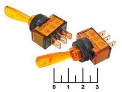 Тумблер 12/20 ASW-13D желтый 3 контакта (длинный колпачок)