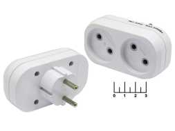 Тройник электрический /2 без земли 10A Universal белый A202