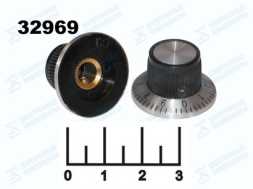 Ручка на вал 6мм черная со шкалой C3 (винтовой зажим)