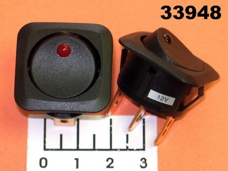 Выключатель 12/25 R13-203L LED красный 3 контакта