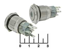Кнопка LAS1-AGQ-11ZD/R/N с фиксацией антивандальная красная металл 12V (19мм) (точка) 5 контактов