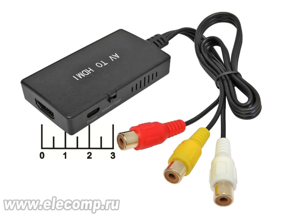 КОНВЕРТОР 3RCA-ВЫХОД HDMI + ПИТАНИЕ MICRO USB H76 (A4352)
