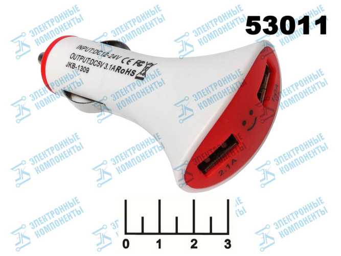 Автомобильное зарядное устройство 2USB 5V 3.1A JKB-1309