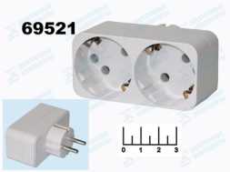 Тройник электрический /2 с землей 16A AM-16-2E Фотон