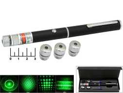 Лазер Диско портативный зеленый 2*AAA (4 насадки)