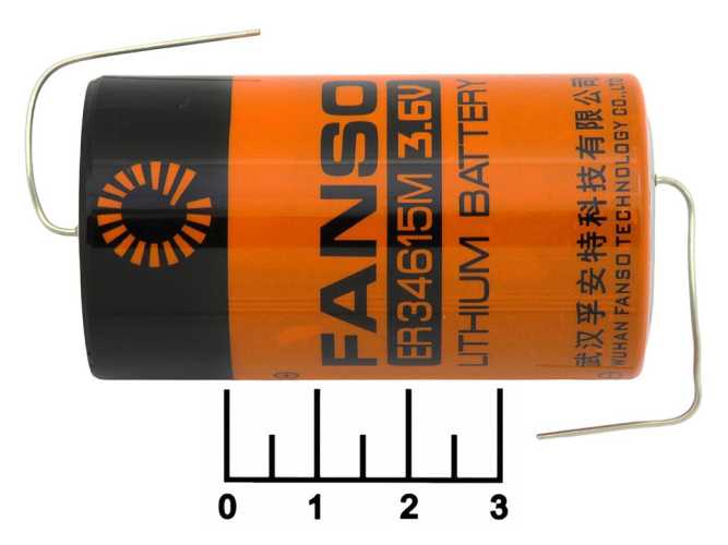 Литиевый элемент ER34615M 3.6V с выводами Fanso