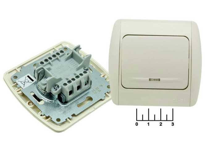 Выключатель 1-клавишный EL-BI Zirve кремовый с индикацией