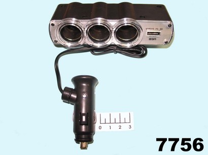 Прикуриватель-3 + USB WF-0120 автомобильный