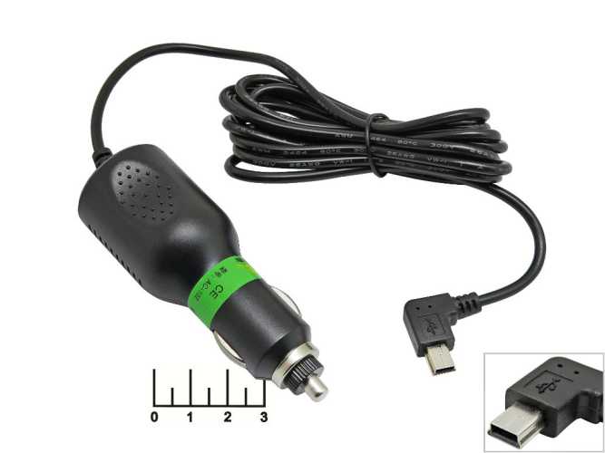 Автомобильное зарядное устройство mini USB 5V 2A 2м угол (HW334D/2M-U) (AC-102)