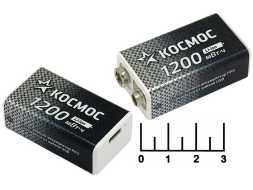 Аккумулятор 6F22 9V 1.2A + Type C Li-ion Космос