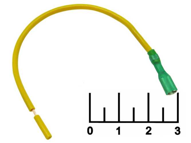 Клемма ножевая гнездо 2.8мм на проводе 1*0.5мм 13см желтая с изоляцией  (2853/390СБИ)
