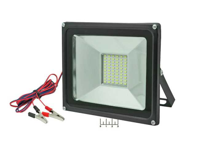 Прожектор светодиодный 12V 30W 60LED IP66 Calcal (крокодилы L-50)