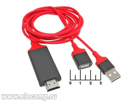 Адаптер HDTV HDMI-USB A штекер+USB A гнездо 1м