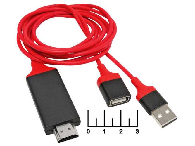 Адаптер HDTV HDMI-USB A штекер+USB A гнездо 1м