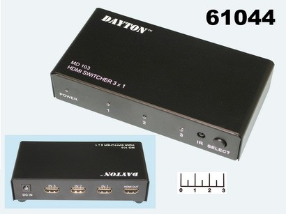 Видеосвитчер HDMI 3 входа 1 выход MD-103 3D 1080P Dayton