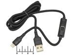 Шнур USB-iPhone Lightning 1.2м Hoco S13 шелк (индикатор заряда) (черный)