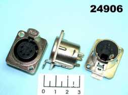 Разъем XLR гнездо 5 контактов в панель хром