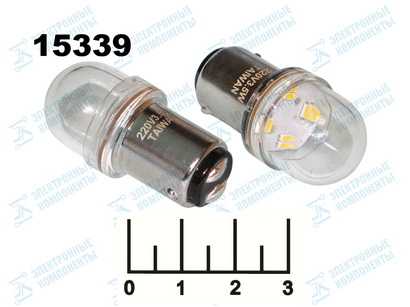 Лампа светодиодная 220V 3.5W BA15D 2700K белый теплый 4LED для швейных машин (AU-174515)