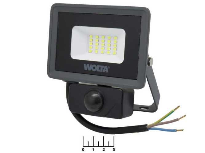 Прожектор светодиодный с датчиком движения 220V 20W 25LED 5700K белый холодный Wolta WFL-20W/06S