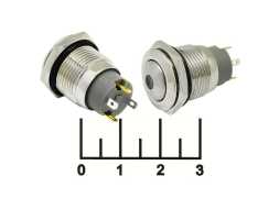 Кнопка GQ16B-10ZD/J/G/N с фиксацией антивандальная зеленая металл 12V (16мм) (точка) 4 контакта