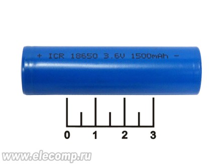 Аккумулятор 3.6V 1.5A 18650 ICR18650 (010198M) (-)