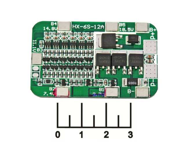 Контроллер заряда для литиевых элементов 22.2V 12A BMS 6S HX-6S-12A с балансиром
