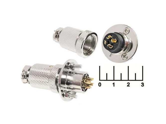 Разъем 4pin в комплекте хром GX18