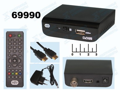 Ресивер цифровой телевизионный DVB-T2 Olto HDT2-1001 + медиаплеер (шнур HDMI-HDMI)