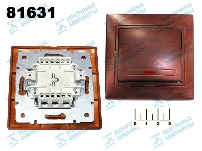 Выключатель 1-клавишный Lezard Mira Маун с индикацией