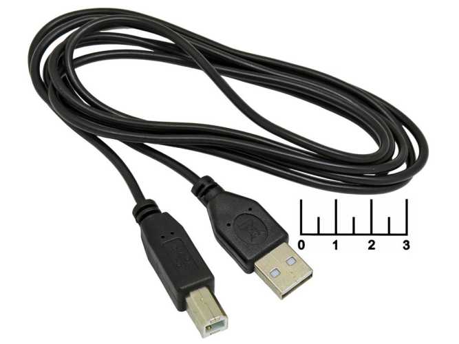 Шнур USB-USB B 1.8м Гарнизон (черный)
