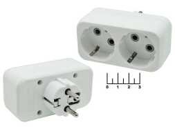 Тройник электрический /2 с землей 16A Smartbuy белый