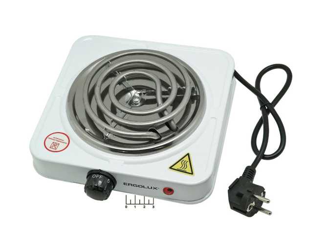 Электроплитка 1 конфорка 1000W 140мм Ergolux ELX-EP01-C01 (спираль) (13436)