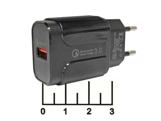 Сетевое зарядное устройство USB 5V 3A/9V 2A/12V 1.6A QC-3.0 (быстрая зарядка) MRM MR-S30 (черная)