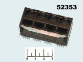 Разъем компьютерный 8 гнезд 8P8C на плату металл 2-х рядный