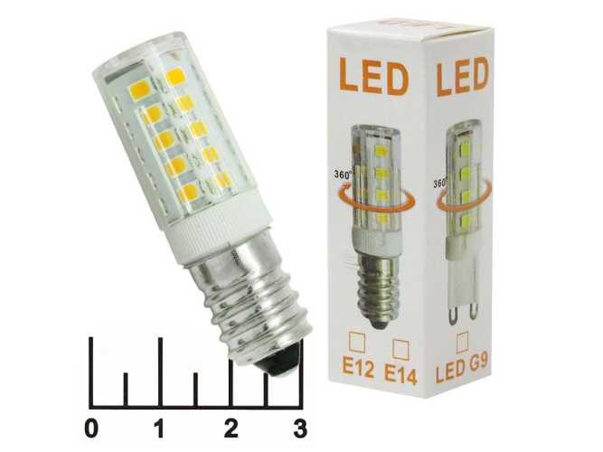 Лампа светодиодная 220V 7W E14 3000K белый теплый 33LED