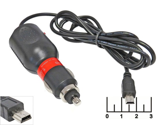Автомобильное зарядное устройство mini USB 5V 2A 1.5м