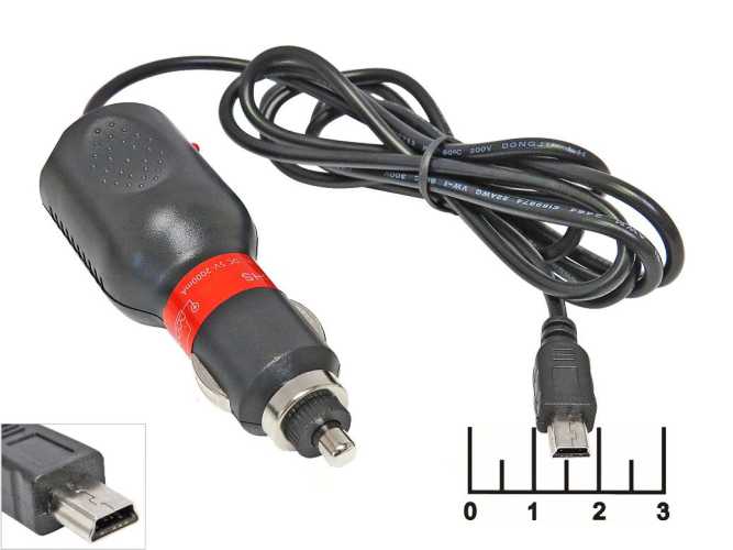 Автомобильное зарядное устройство mini USB 5V 2A 1.5м