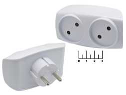 Тройник электрический /2 без земли 10A Эра SP-2-W белый